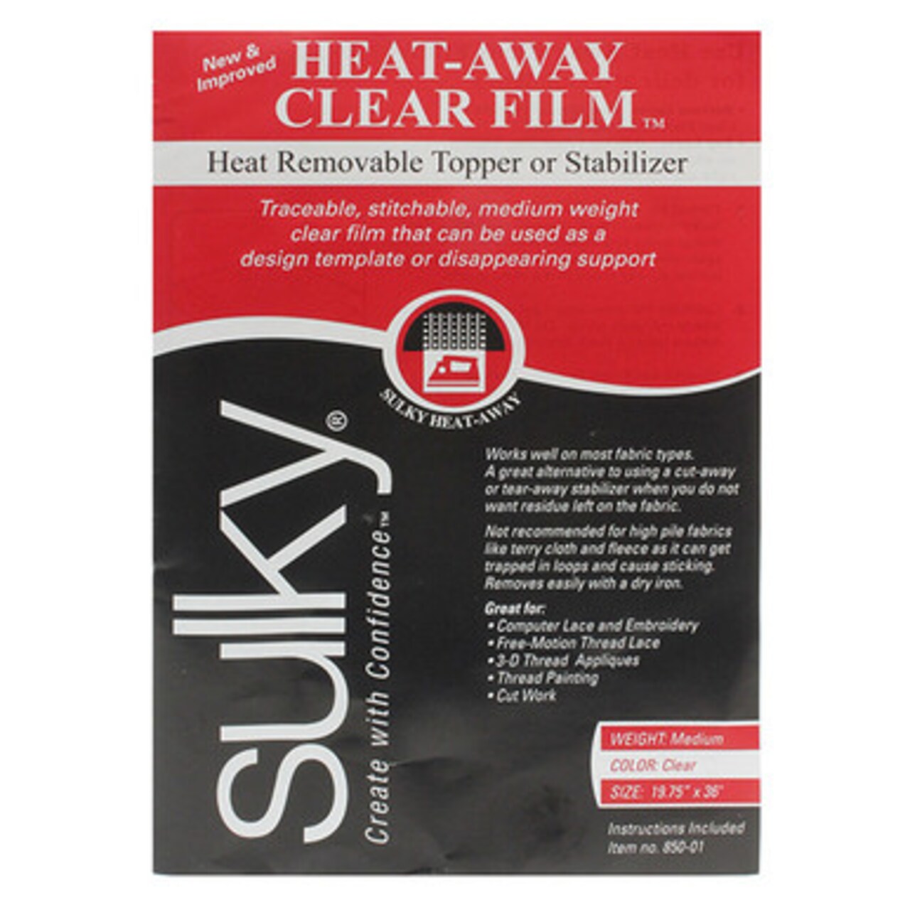 Sulky Heat-Away Stabilizer - Clear Film - 19 3/4'' X 1 yd. Pkg